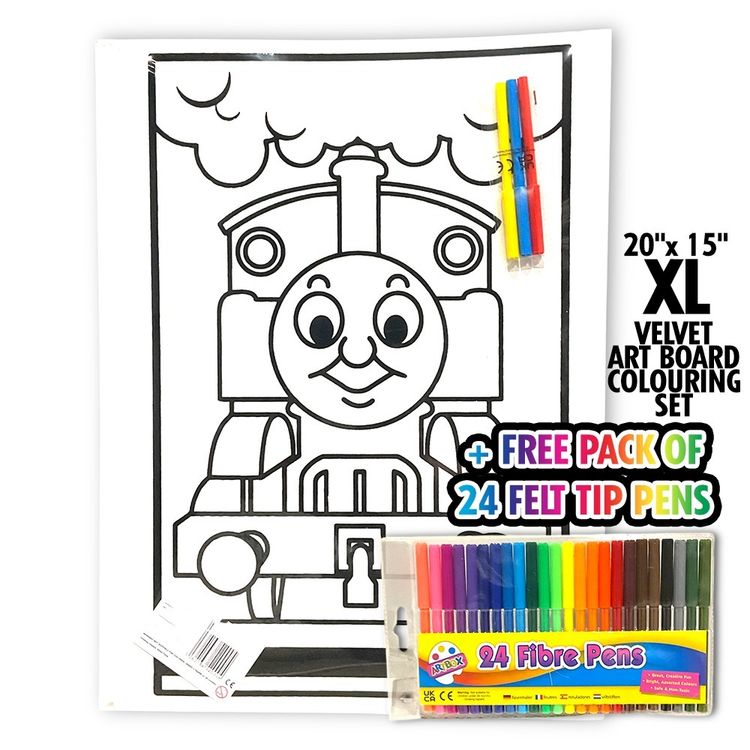 Velvet Xl Thomas The Tank Velvet Art Board Colouring Set With Felt Tip Pens product image